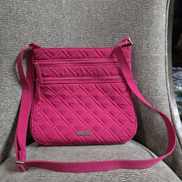 Vera Bradley Handbags - Vera Bradley Triple Zip Hipster Pink Quilted Microfiber Crossbody Purse